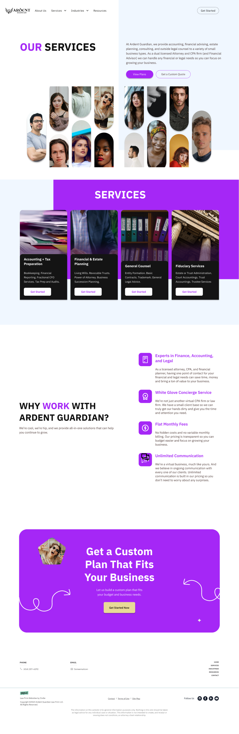 Ardent Guardian website design overview